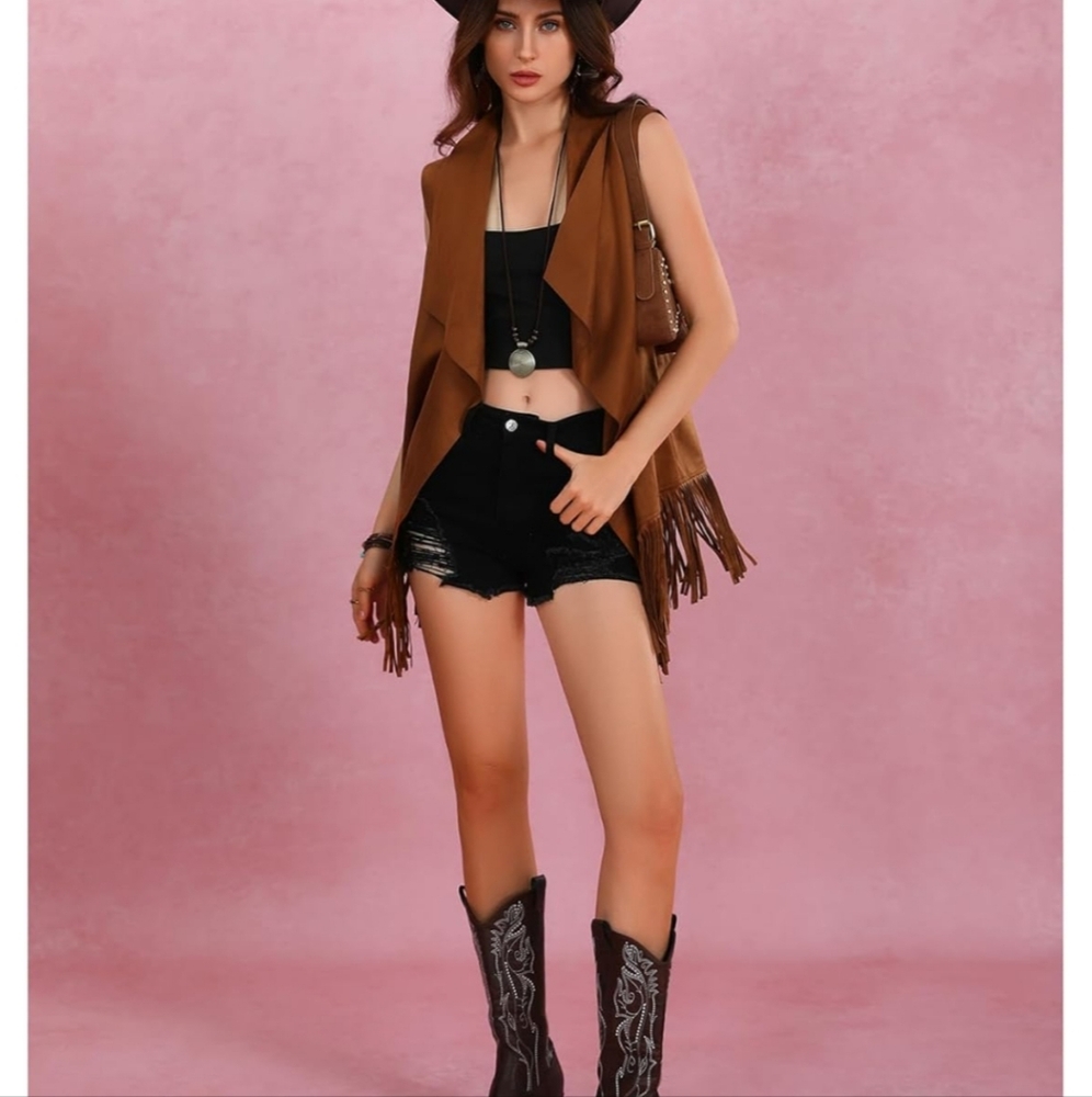Brown Fringe Women's Vest